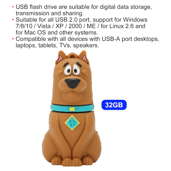 Cartoon U-Disk för Windows 7 / 8 / 10 / Vista / XP / 2000 / ME USB 2.0-port 32GB