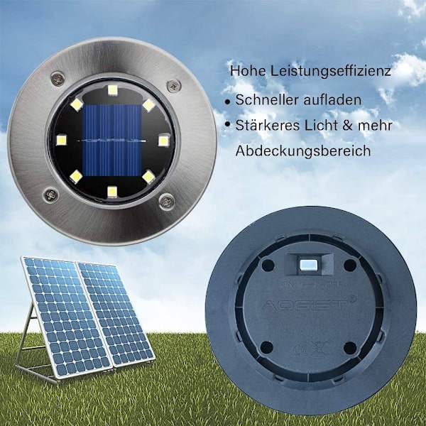 Solcellslampor för utomhusbruk, 8 LED solcellslampor, utomhus trädgårdsbelysning
