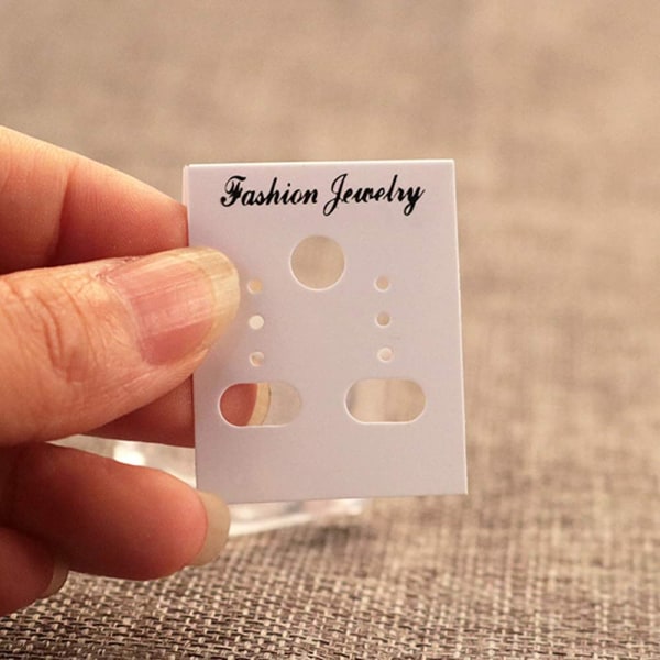 100 stk Professionel plast øreringe ørestikker holder display hænge kort (hvid)