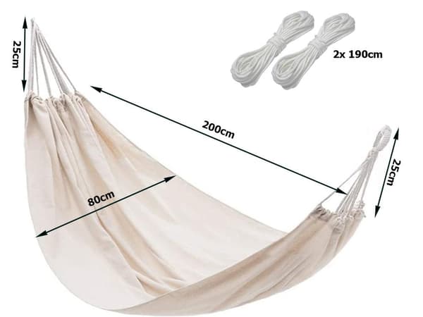 Large Hammock - 200cmx80cm - Cotton - Holds 200kg