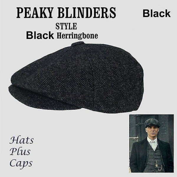 Ny Herrmode Peaky Cap Herr Newsboy Cap Fiskbens Tweed Winter Hat Warm