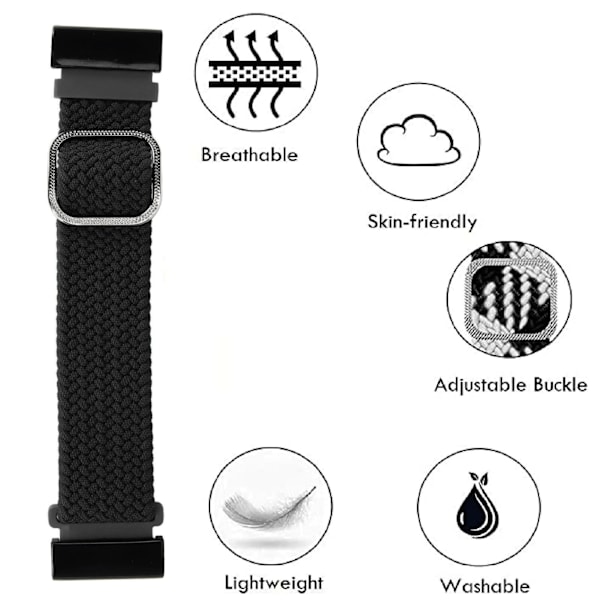 22mm Flätad Klockarmband 26mm Spänne Justerbart Elastiskt Spänne Stängning Flätad Ersättningsband för Fenix 7X Svart