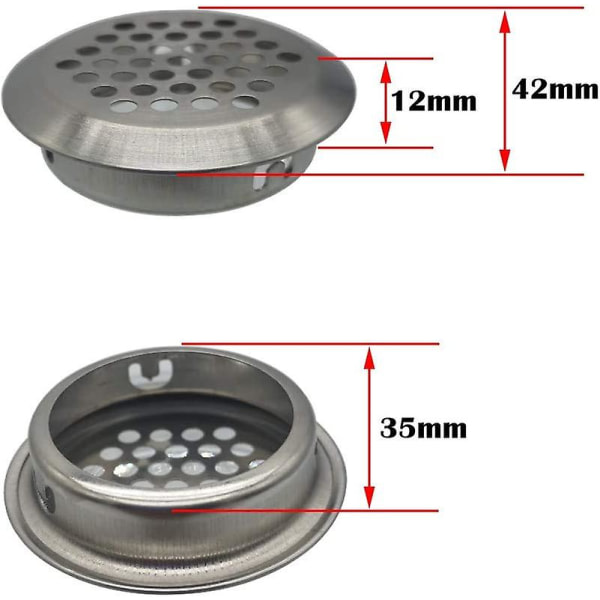 27 st 35mm rostfritt stål ventilationsgaller Rund Mesh Andning | För köksmöbler Rostfritt stål Ventilationsmunstycke | För skåp Cupboa