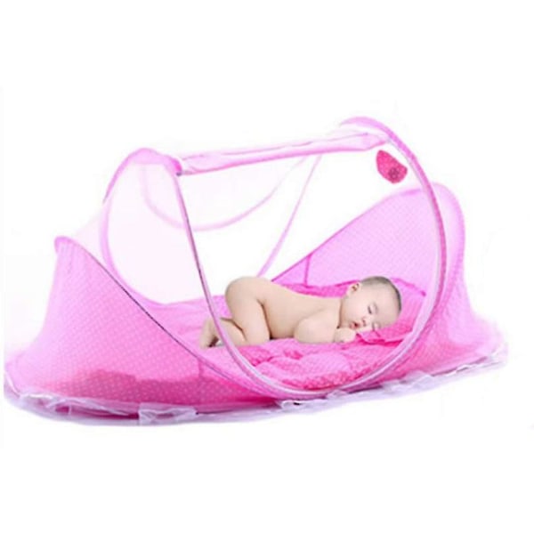 Baby resesäng, pop up resesäng för baby hopfällbar spjälsäng (färg: rosa)