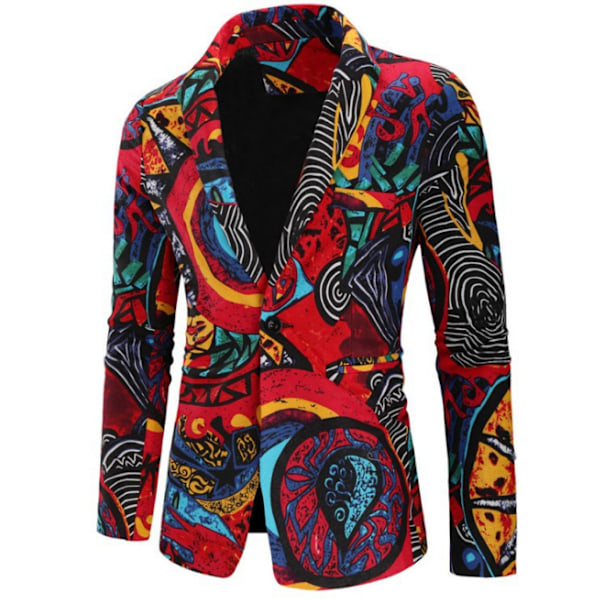 Herre 3-delt Print Suit Blomster Festkjole Sæt M