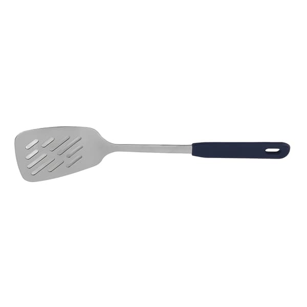 304 stekespade i rustfritt stål med silikonhåndtak (med hull)
