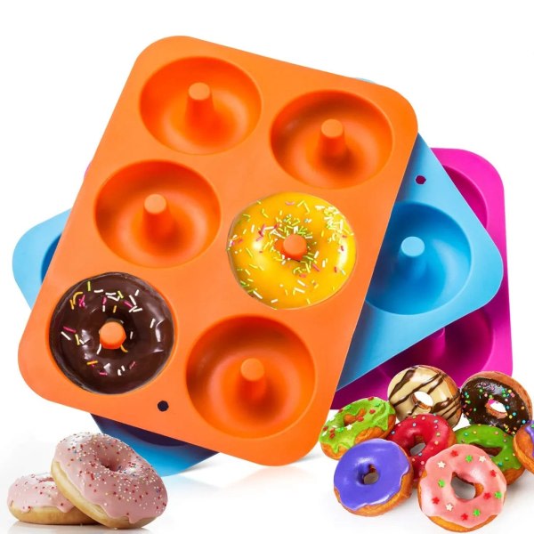 stk Silikone Donut Pan Donut Bageplade Form Container gør perfekte 3 tommer donuts