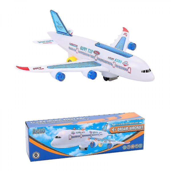 Airplane Toys for Kids, Bump And Go Action, Toddler with LED Flashing Lights and Sounds for Boys and Girls 3 -12 Years (airbus A380)