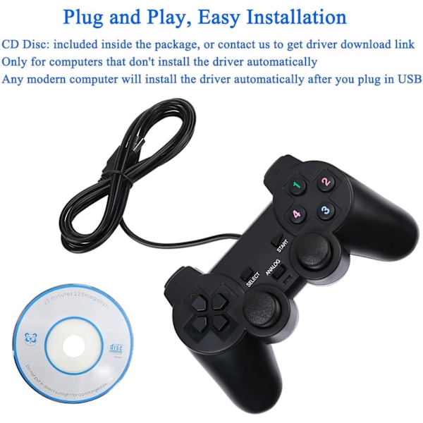 USB-trådløs spillkontroll Pi fjernkontroll Gamepad Gaming Joystick Dobbel vibrasjon Joypad