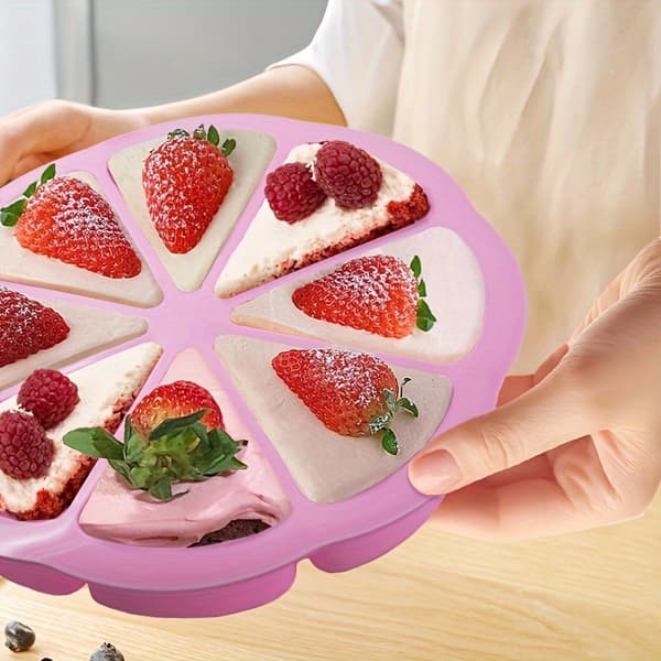 Silikone Trekant Kageform Sæt, Non-Stick 8-Huls Bageform til Muffins & Cupcakes Red
