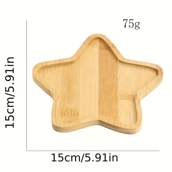15-uddig stjärnformad PentAACram-bricka, naturlig bambu och trä för smyckesdisplay 2pcs