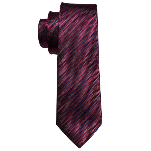 Rødt silke bryllupsslips Jacquard vevd stripete slips for menn Lommetørklesett Barrywang Motedesigner Fa-5028 5988