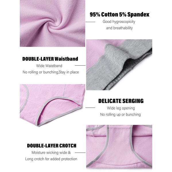 Kvinders højtaljede bomuldsundertøj Bløde åndbare trusser Stretch-trusser almindelige og plusstørrelser 5-pak