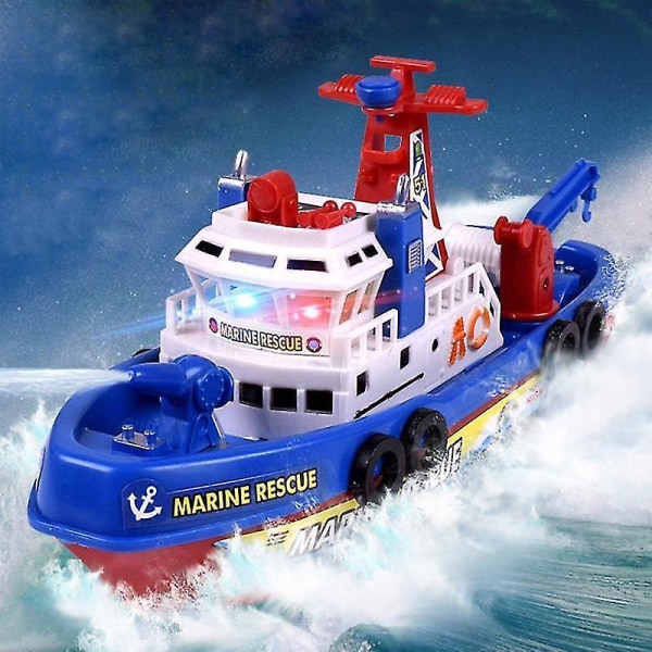 Brandbåtsmodell Elektronisk vattenleksaksbåt med vattenpump Vattensprayvarningsljus