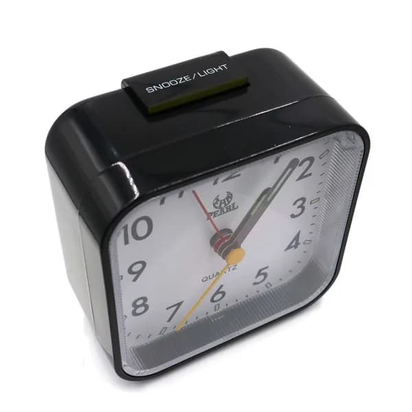 Silent Analog Alarm Clock Bedside Clock Square Table Clock Quartz Alarm Clock with Snooze and Light Function, Black