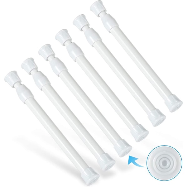 6 pcs Tension Rod (White, 7"-11") Window Tension Rods No Drilling Rustproof Spring Adjustable Tension Rod for Doors Window Wiper Support Pole