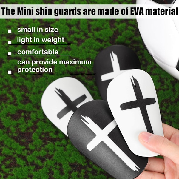 2 Par Mini Fotbollsbenskydd, 8x5 cm Svarta & Vita Kors Benskydd Extra Mini Benskydd Skyddsutrustning Benskydd för Tonåringar Ad