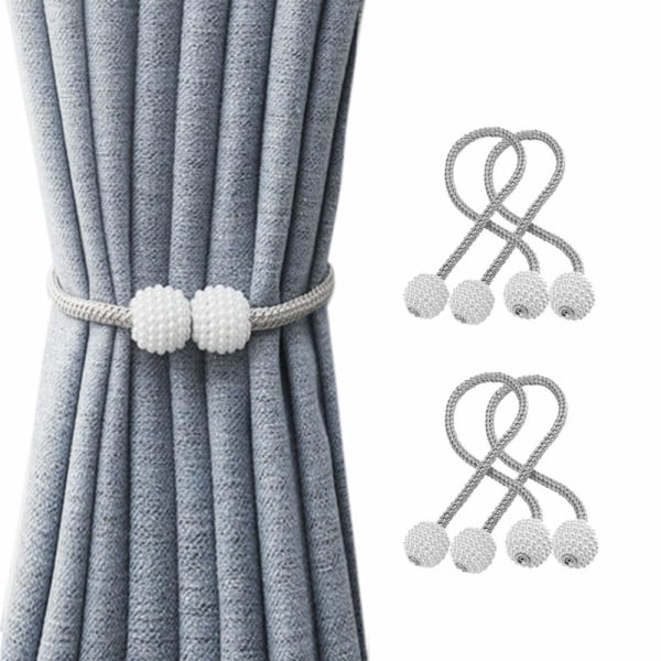 4-pack magnetic curtain brackets, curtain clip cord buckle, curtain drape holder for home office window, decorative fabric holder, grey