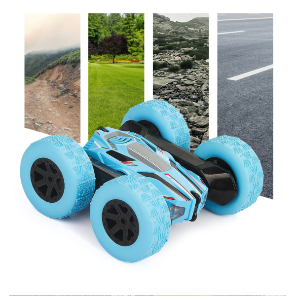 Stuntbil med fjärrkontroll - 4WD 2,4Ghz 360° Flips Uppladdningsbar RC-bil för barn, radiostyrda billeksaker, presenter för 3 4 5 6 7 8 9-åriga pojkar (blå)