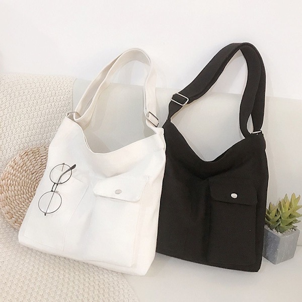 Dameveske Tote Canvas Håndvesker Skuldervesker white
