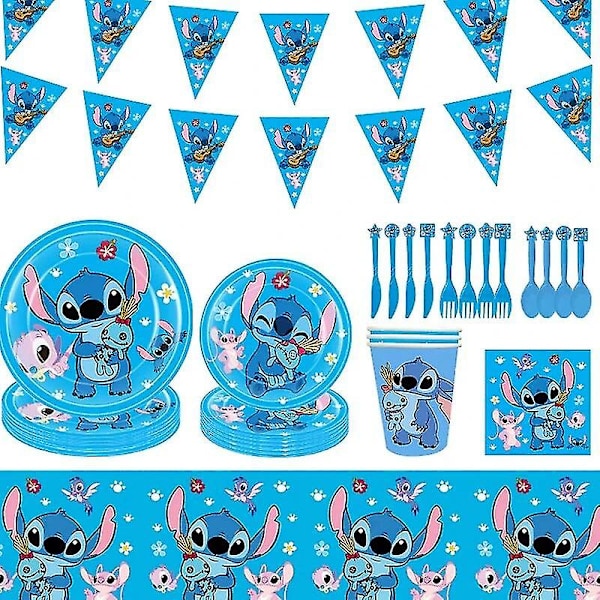 Stitch födelsedagsfest dekoration Lilo och Stitch tema bordsset kopp tallrik vinkel ballong tillbehör för barn pojke flickor