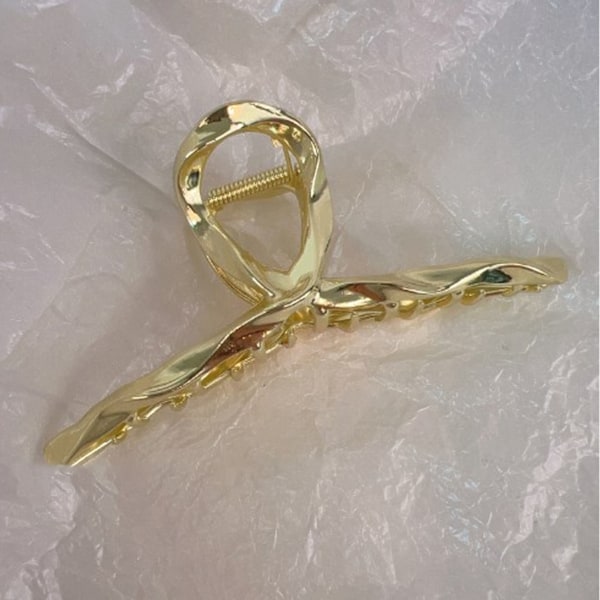 Whaline Hårklämma Vridna Klämmor Våg Stor Legering Hårfäste Ren Färg Styling Tillbehör Gold