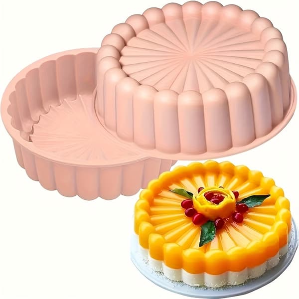 Genanvendelig Non-Stick Solsikke Kageform, Rund Silikonebageform til DIY Kager Morandi Blue