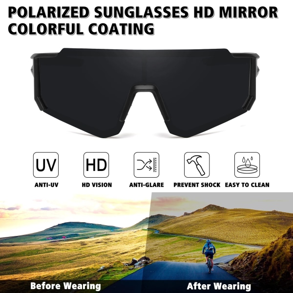 Polariserade sportsolglasögon för män Kvinnor Körning Fiske Cykling Mountainbike Solglasögon UV400 Skydd
