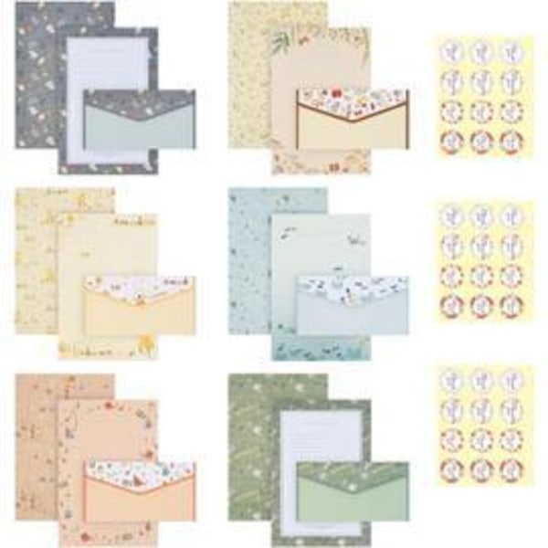 Stationery Set, 36 Sheets of Stationery and 18 Envelopes, Self Adhesive Envelopes Stationery Envelope Patterns for Invitation Envelopes,