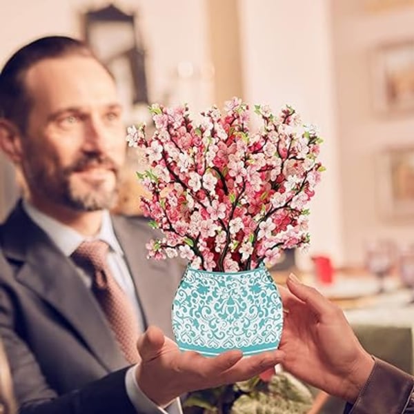Pop Up -kortit, Kirsikankukat, 12 tuuman kokoinen ikuinen paperikukkaseppele 3D Popup