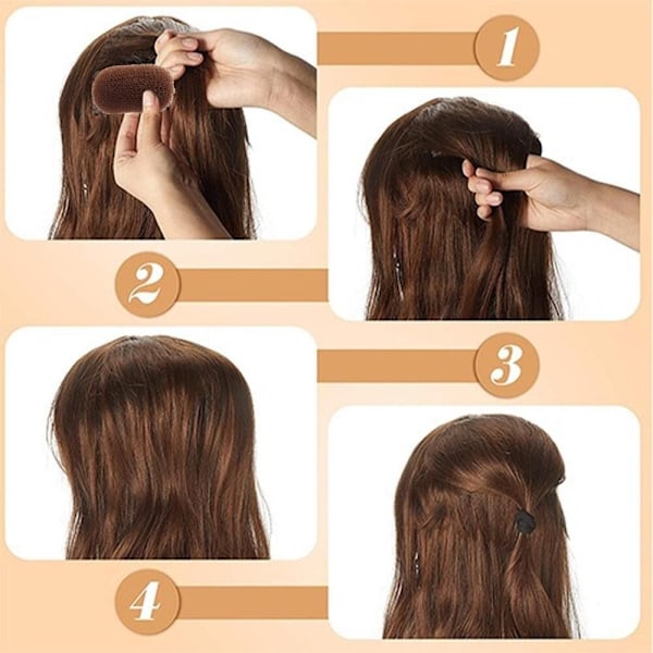 3 st Hårnålar för Hög Hårpuff Brun Brown