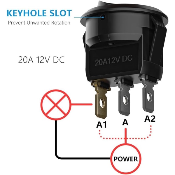 8 stk. LED vippekontakt, tænd/sluk-kontakt til bil DC 12V 20A selvspændende
