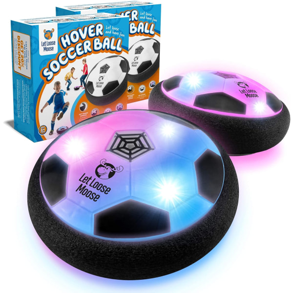 Let Loose Moose Hover Soccer Ball, 2 kpl LED-valoilla varustettuja jalkapalloleluja, lahjoja pojille, hauskoja lahjoja