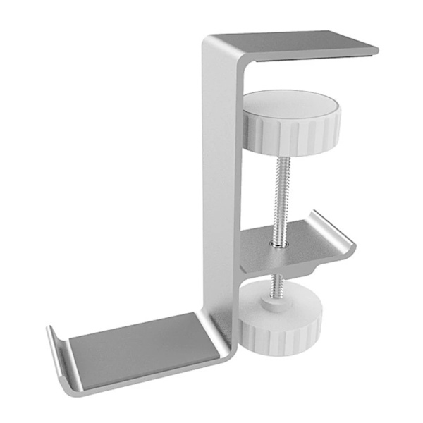Hodetelefonholder i aluminiumlegering, krok under skrivebordet, hodetelefonstativ Silver