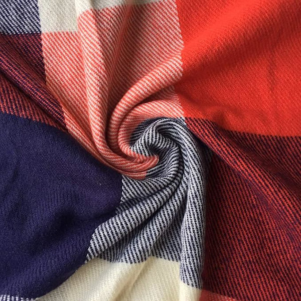 Vinter Tartan Sjal Langt Sjal Plaid Varmt Sjal Wraps Tæppe Sjal til Damer Tassel Sjal Lang Stole Blue+red Tartan