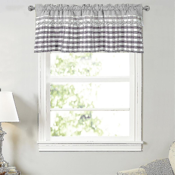 Køkken Gardiner Dekoration Vindue Gardin Luksus Cafe Valance Topper Draperier db Lysegrå Light Grey 74cmx61cm