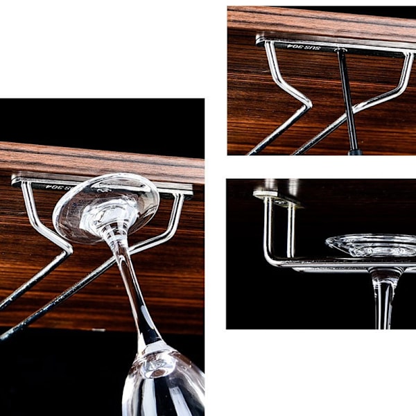 Sølv Rustfrit stål Vinstativ Glasholder Hængende Bar Goble - Perfekt 35cm single row