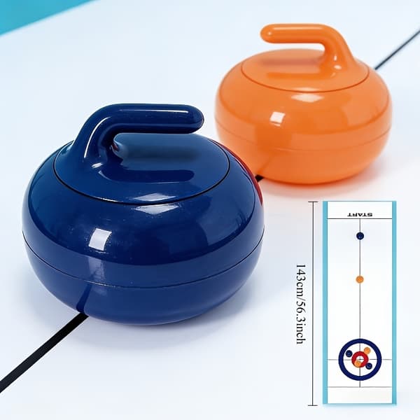 Mini Bordcurlingspil med 8 Sten Desktop Curling Game