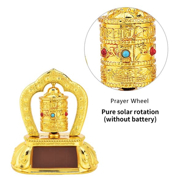 Automatisk Roterande Buddhistisk Bönehjul Bilhänge Solcellsdriven