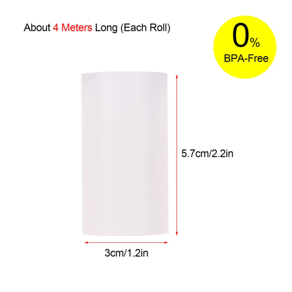 Hvit glanset selvklebende termisk holdbar 10 års papirrull BPA-fri 57*30 mm (2,17*1,18 tommer) 3 ruller kompatibel med termisk skriver