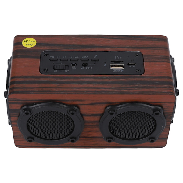 Trådlös Bluetooth-högtalare i trä med stereoljud, radiostöd, minneskort, AUX-ingång och portabel retrodesign_xx