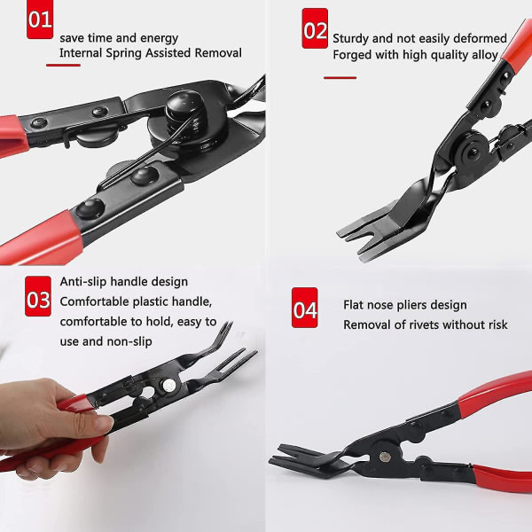 Cisea 2 stk. Unclip-tang for bildørklips Universal trimverktøy Bil dørkledning og panel dashbord reparasjonssett