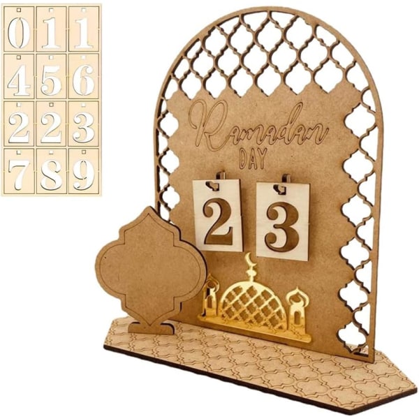 Trä-Ramadan-Adventskalender 2024, 30 Dagars Nedräkningskalender Trä-Eid-Kalender DIY style-2