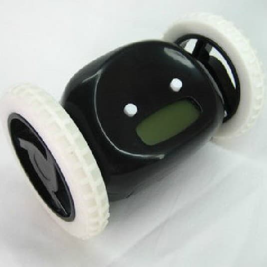 Erittäin kovaääninen herätyskello pyörillä (valkoinen)