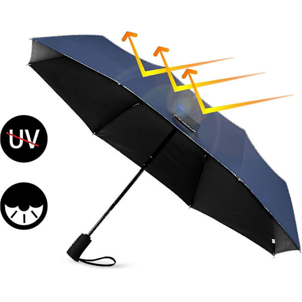 Foldbar paraply stormresistent op til 140 km/t, vindafvisende stormfoldbar paraply, automatisk åben