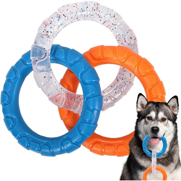 Aggressiva hundtuggleksaker,  Interactive Squeak Toys Dog Chewing Ring Toy,Chew Toys Ring för tandrengöring, oförstörbara hundleksaker för små Orange1