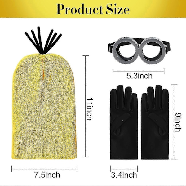 Halloween-asu Hattu Minion Lasit Käsineet Naamiaisasu Itse Ilkimys Cosplay-tarvikkeet Aikuisille