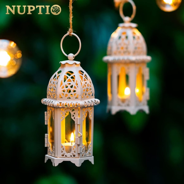 Ljuslykta i marockansk stil, liten värmeljus med klar glaspanel.