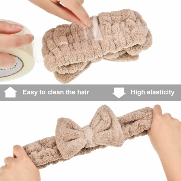 3 delar ansiktstvätt hårband makeup spa hårband handduk frotté mikrofiber rosett pannband