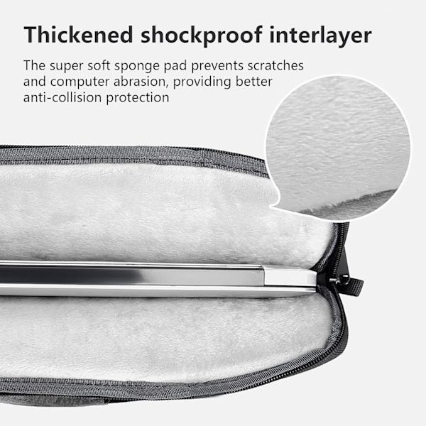 Klassisk Laptop Bag Slim Briefcase Skuldertaske Vandtæt Skum Polstret Anti-kollisionsbeskyttelse 15,6 Tommer